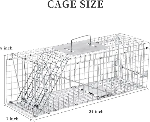 Vista 2 de Trampas para animales, trampa de animales vivos para gatos, conejos, ardillas, trampa para gatos callejeros, trampas vivas para mapaches, plegable