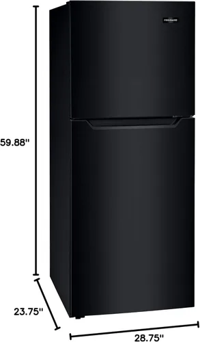 Vista 3 de Frigidaire 11.6 pies cúbicos refrigerador compacto ADA con congelador superior en negro con panel de control electrónico, apertura de puerta