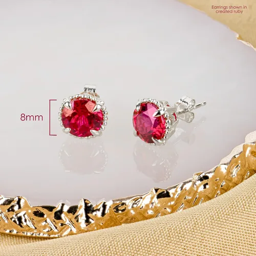 Vista 5 de Nicole Miller Fine Jewelry - Pendientes redondos de halo para mujer en plata de ley 925, piedra natal de 0.315in, con empuje hacia atrás
