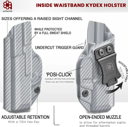 Vista 4 de Amberide IWB Kydex Holster for SIG Sauer P320 Carry/Compact / M18, Concealed Carry, No Optic/No Laser, Adjustable Cant, Secure Retention, Made in