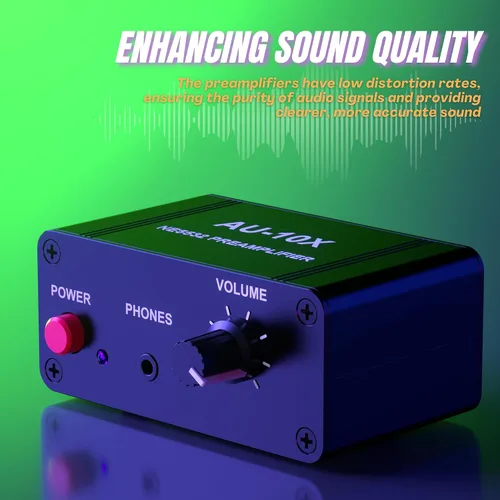 Vista 2 de Preamplificador Phono, Mini preamplificador de audio estéreo, amplificador de auriculares Phonograph Preamp for Turntable Pre amp, Gain 20dB, Dual