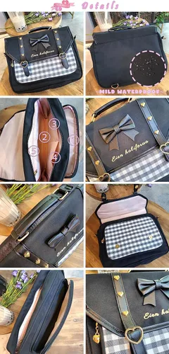 Vista 6 de Lindo arco japonés bolsa JK Uniforme bolsa Kawaii 3 Way Anime Monedero