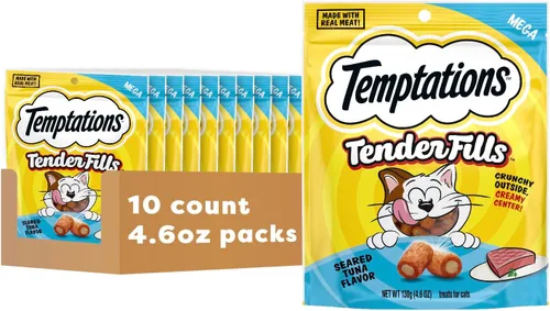 Vista 18 de Temptations Tender Fills - Golosinas crujientes y suaves para gatos adultos, sabor a pollo tostado, bolsa de 2.1 onzas (paquete de 12)