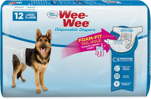 Vista 16 de Four Paws Wee-Wee - Pañales de entrenamiento para perros desechables y ajustables, superabsorbentes, protección a prueba de fugas para perros