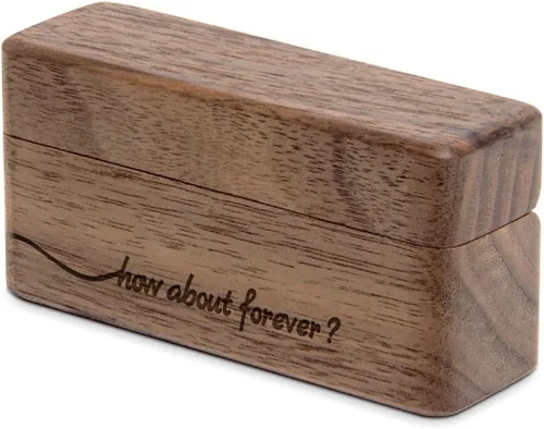 Vista 2 de Caja portadora de anillos de boda Propuesta delgada Caja de anillo ¿Qué tal para siempre?
