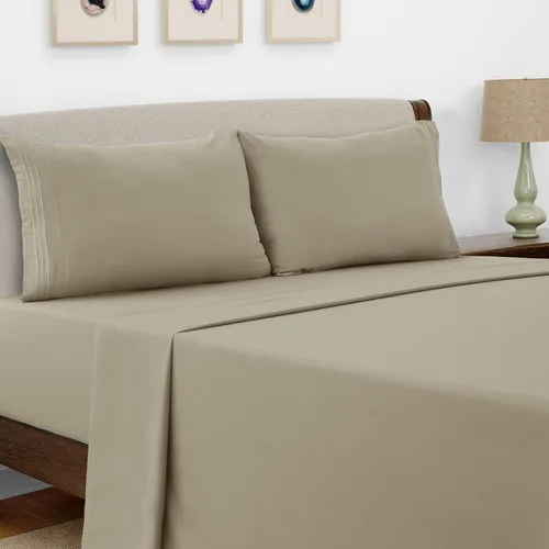 Vista 406 de LUX Décor - Juego de sábanas Twin de microfibra ultrasuave de 3 piezas con sábana encimera, sábana bajera de 16 pulgadas de profundidad y funda