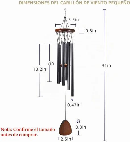 Vista 4 de Campanillas de viento para espacio exterior, campanillas de viento conmemorativas de aluminio para exteriores, adecuadas para la pérdida de un ser