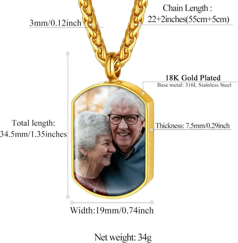 Vista 155 de FindChic Collares personalizados con urna para cenizas, barra vertical, gato, luna, reloj de arena, garra de perro, acero inoxidable, chapado en oro