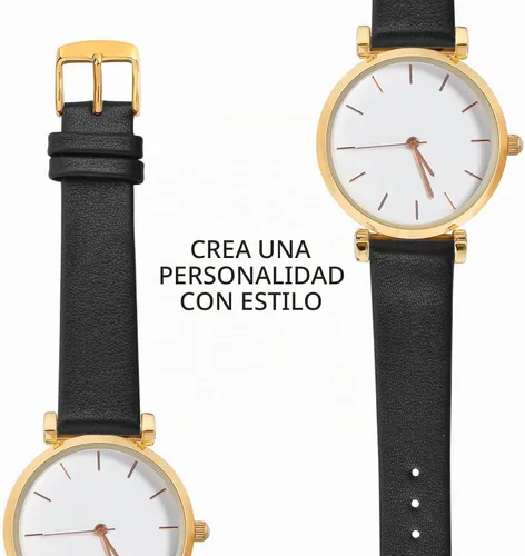 Vista 8 de WOCCI Correa de reloj elegante de 0.315 in de ancho, correa de repuesto de cuero genuino con hebilla dorada (negro)