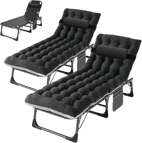 Vista 21 de ABORON - Silla de bronceado 3 en 1 extragrande con tapete y reposabrazos, tumbonas plegables resistentes, 5 posiciones para exteriores, para playa