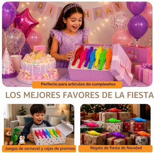 Vista 6 de Giraffe - Paquete de 35 globos grandes de látex de goma neón de 18 pulgadas