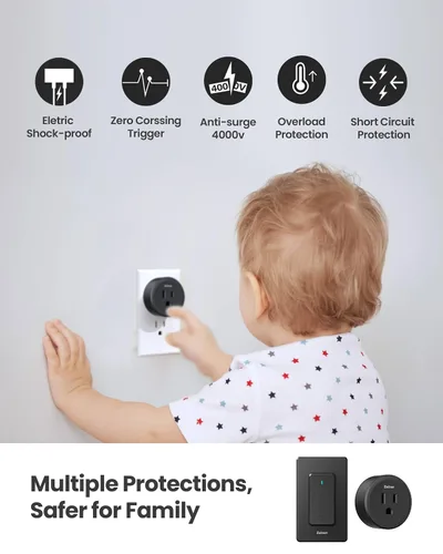 Vista 4 de Zoiinet Interruptor de Enchufe con Control Remoto, Diseño de Hebilla e Interruptor de Luz Inalámbrico Extraíble, 300 pies, Interruptor de Encendido