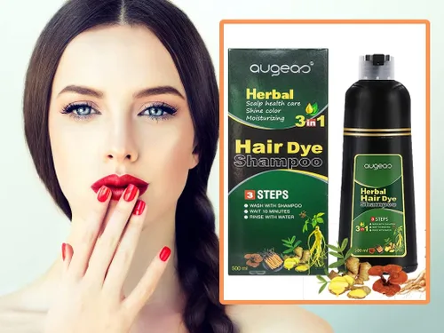 Vista 3 de AUGEAS - Champú permanente para el cabello negro de 16.9 fl oz, 3 en 1, champú orgánico natural de coloración rápida para hombres y mujeres