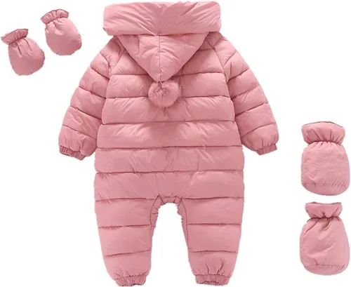 Vista 2 de Traje de nieve unisex con forro de franela para bebé, 3 piezas, overol cálido de invierno