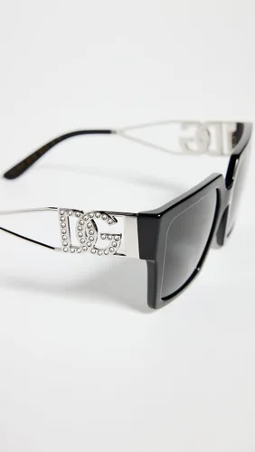 Vista 4 de Dolce & Gabbana Gafas de sol cuadradas de gran tamaño para mujer, negroplata, talla única, Negro