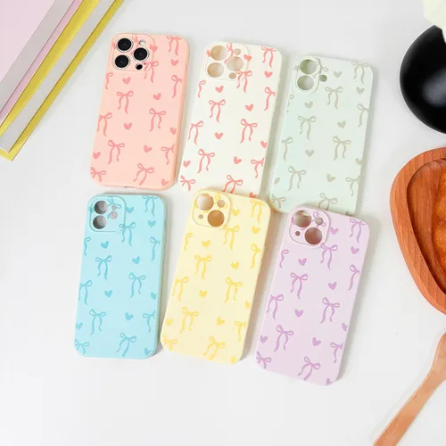 Vista 4 de Funda para iPhone 14 Pro Max, bonita funda protectora de TPU suave y delgada para iPhone 14 Pro Max, con bonito diseño de lazo y corazón, protección