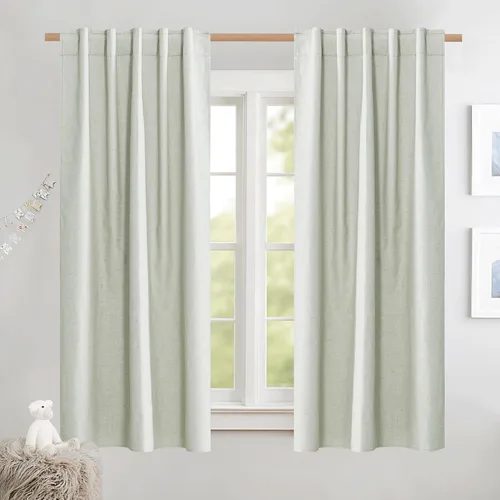 Vista 75 de NICETOWN Cortinas 100% opacas de 63 pulgadas de largo, 2 paneles de cortinas cortas con aislamiento térmico con forro para dormitorio, cortinas