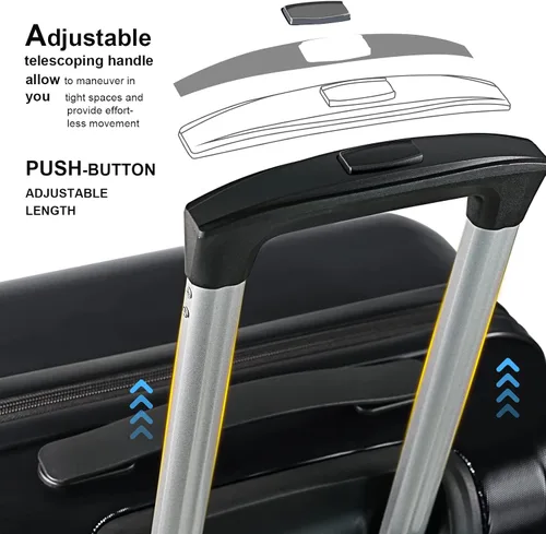 Vista 6 de Feyabul 828 - Equipaje de mano rígido con ruedas giratorias, maleta ligera con cerradura TSA, Negro, 20in&24in&28in(3 Piece Luggage Sets)
