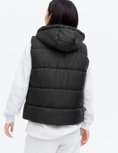 Vista 5 de EsheSy Chaleco acolchado para mujer con capucha extraíble, sin mangas, con cremallera completa, chaqueta acolchada de plumón