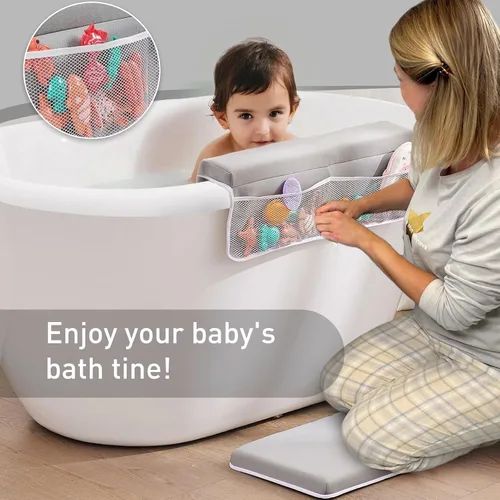 Vista 6 de Cómodo juego de rodilleras y coderas de baño, juego de tapetes de baño de espuma viscoelástica gruesa antideslizante de secado rápido para bebé