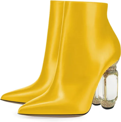 Vista 52 de FSJ Botas de tacón alto con punta puntiaguda para mujer, con tacón alto, con cremallera lateral brillante, estilo casual, para uso diario, zapatos