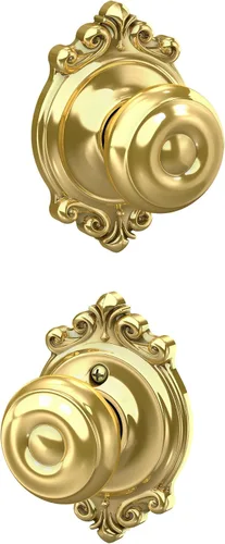 Vista 80 de SCHLAGE F10 GEO 716 Pomo de Puerta Georgiano, Cerradura de Paso para Pasillo y Armario, Bronce Envejecido (Paquete de 4)