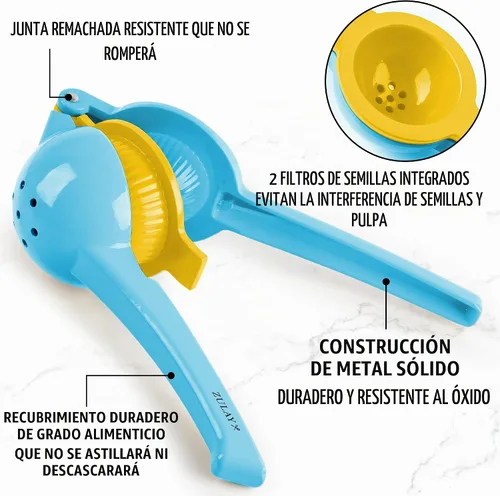 Vista 6 de Zulay Kitchen Metal 2-en-1 Limón Limón Exprimidor, Exprimidor De Mano - Azure Citrus Juicer, Lemon Press Manual, Stainless Steel, Max Extraction