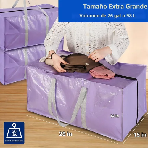 Vista 6 de Bolsas de mudanza extra grandes resistentes con asas extra largas, incluye correas de mochila, fácil almacenamiento para ahorrar espacio