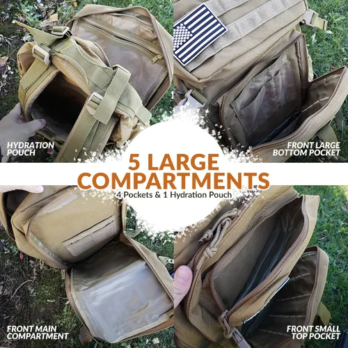 Vista 7 de Mochila táctica expedicionaria 50L - Bolsa Molle grande Negro