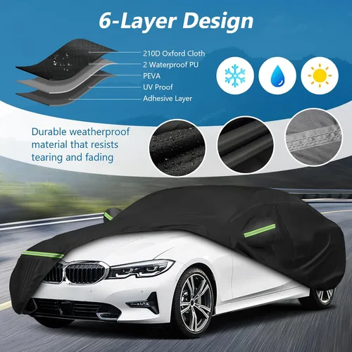 Vista 2 de Funda impermeable para coche para BMW Serie 3 M3 M340i 340i 335i 330i 328i 320i 2007-2023 E90 F30 G20, 210D Oxford con forro de algodón