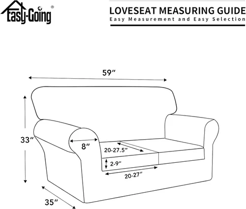 Vista 6 de Easy-Going Funda de sofá 100% impermeable doble de 3 piezas, elástica, suave, para perros, para sofá de 2 cojines separados, protector de muebles a
