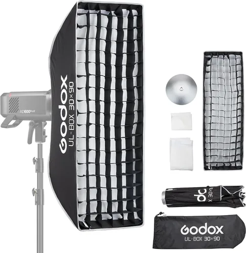 Vista 13 de Godox Mini Softbox 30cm*45cm/ 11.8in*17.7in with Grid Bowens Mount Softbox Caja de luz compacta de iluminación de fotografía de ajuste rápido