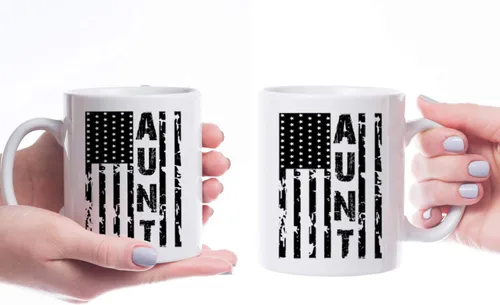 Vista 7 de Kropsis Taza de café de cerámica con diseño de bandera americana para familiares y amigos, color blanco