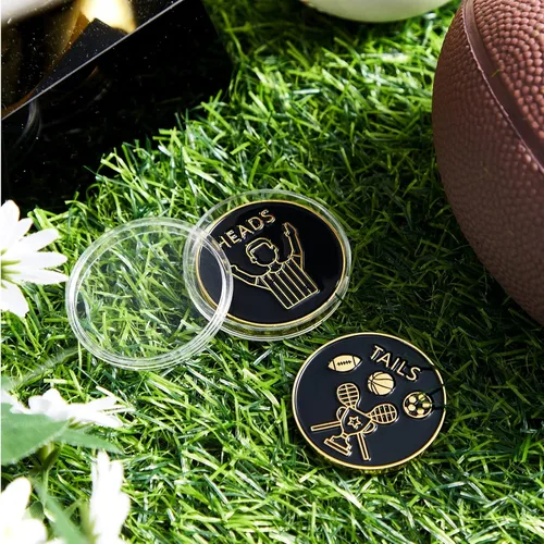 Vista 7 de Jexine Arbitro Flip Coin Fútbol Árbitro Portátil Antióxido Aleación Dura Juez Toss Monedas con Estuche para Fútbol Fútbol Voleibol Lacrosse