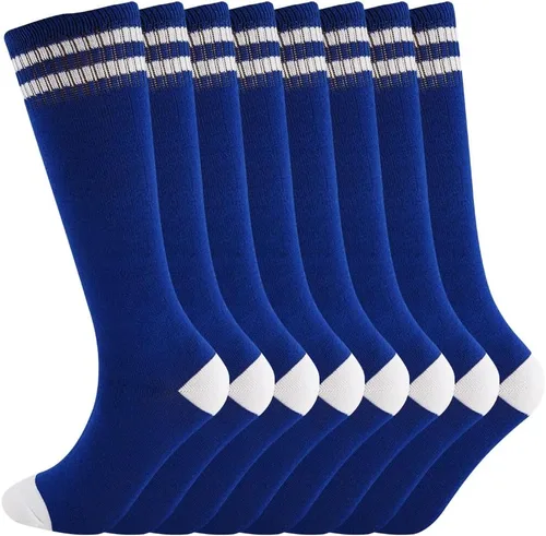 Vista 12 de Calcetines altos hasta la rodilla para niños, calcetines de fútbol de algodón para niños, niñas, niños pequeños
