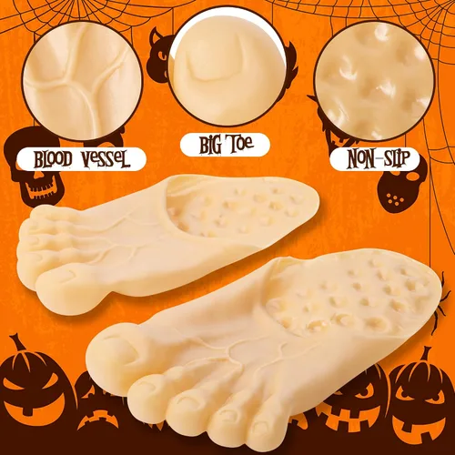 Vista 3 de Pantuflas divertidas de Halloween para pies descalzos, fundas realistas para zapatos de pies grandes, accesorios de disfraces divertidos