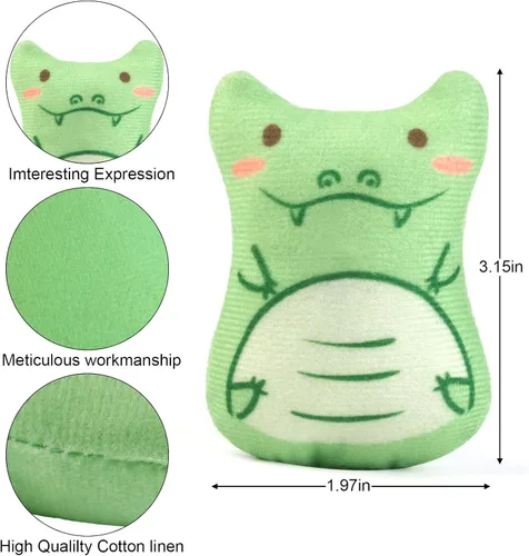 Vista 6 de Juguetes de hierba gatera para gatos de interior – 5 piezas de juguetes de peluche masticables para dentición interactivo relleno de hierba gatera
