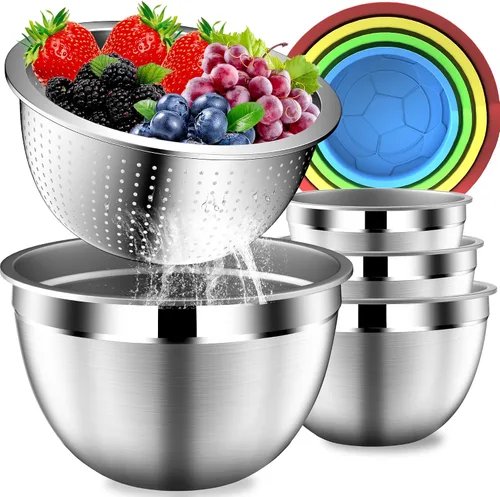 Vista 10 de DUTZUN Stainless Steel Mixing Bowls with Airtight Lids Set of 5, Black Best Kitchen Gifts for Mixing, Baking, Prep, Salads, Serving, Cooking