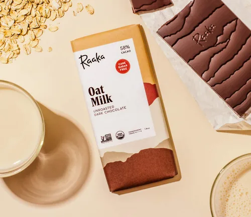 Vista 3 de Raaka Paquete de chocolate sin lácteos Chocolate negro gourmet de grano a barra Orgánico, Kosher, vegano, sin gluten Regalo para los amantes