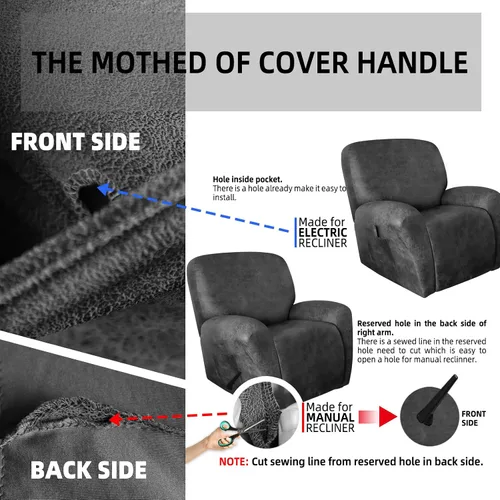 Vista 6 de Fundas de cuero resistentes para sillas reclinables, 4 piezas, funda de cuero para silla reclinable, fundas de cuero para reclinables, lavables