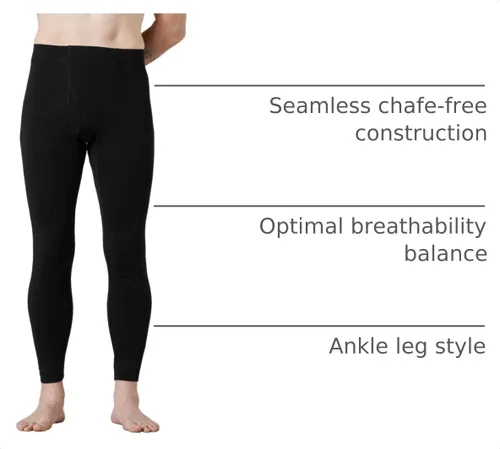 Vista 4 de LAPASA Mens 100% Merino Wool Base Layer Thermal Underwear Pants Lightweight, Midweight, Heavyweight Long John, Warm, Soft, Sweat-wicking as Skiing