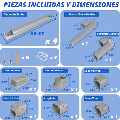 Vista 3 de Cubierta de juego de línea mini-dividida de 3 pulgadas, 17 pies, kit de Gris