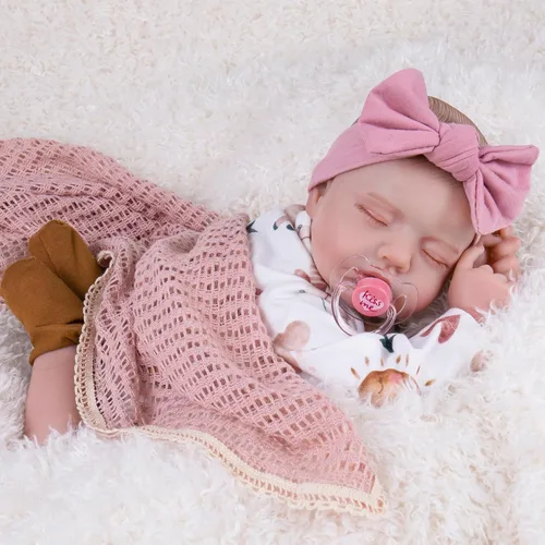 Vista 2 de Aori Muñecas de Bebé Reborn Realistas de la Vida Real Muñecas de Bebé de 20'' Bebé Recién Nacido Durmiendo Niña con Ropa de Muñeca Arcoíris