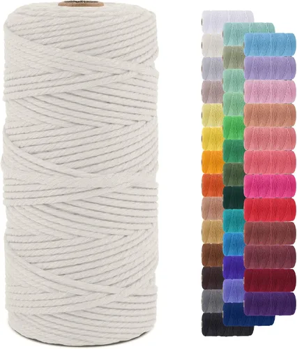 Vista 117 de Cordón de macramé de 0.079 pulgadas, cuerda de algodón natural de 109 yardas, hilo de cuerda de macramé para manualidades, ganchos de pared