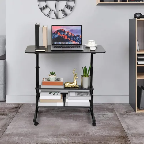 Vista 2 de Escritorio universal movible mesa para espacios pequeños almacenamiento conveniente escritorio portátil computadora escritorio ajustable casa