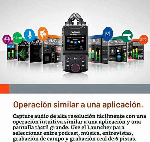 Vista 4 de Grabadora de audio portátil TASCAM Portacapture X6 de 32 bits Float, grabadora de campo para video, música, podcast, voz, podcasting