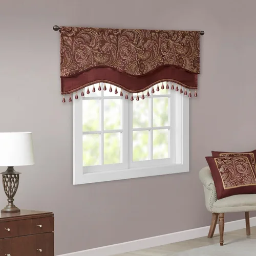 Vista 11 de Madison Park Cortina jacquard de paisley de seda sintética, con bolsillo para barra con forro de privacidad para sala de estar, cocina, dormitorio