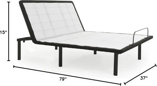 Vista 2 de Greaton Base de cama ajustable de 15 pulgadas con telas decorativas, inclinación de la cabeza con control remoto con cable, barra protectora