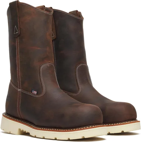 Vista 4 de Thorogood American Heritage - Botas Wellington con punta de acero de 11 pulgadas para hombre, cuero de grano completo, suela de tacón antideslizante