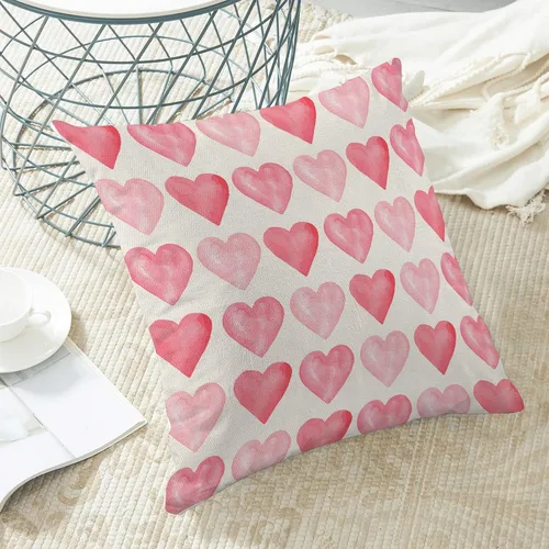 Vista 6 de Juego de 2 fundas de almohada para el día de San Valentín de 16 x 16 pulgadas, fundas de almohada rosas con corazón de amor, San Valentín, boda, día